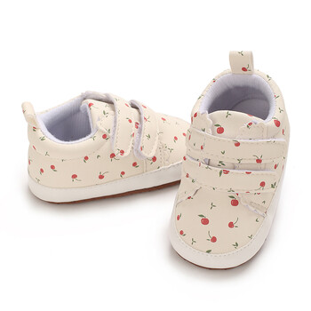 0-18M Бебешки платнени класически спортни обувки Новородено момиче Sweet Cherry Color Blocking First Walkers Shoes Infant Antislip Baby Shoes