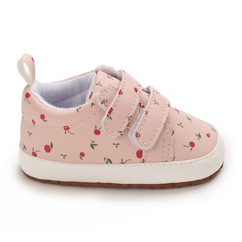 0-18M Бебешки платнени класически спортни обувки Новородено момиче Sweet Cherry Color Blocking First Walkers Shoes Infant Antislip Baby Shoes