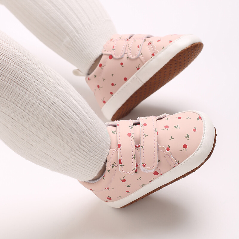 0–18 M Baby Canvas Klasiski sporta apavi jaundzimušo meiteņu saldo ķiršu krāsu bloķējošie pirmie staigulīši apavi zīdaiņiem, neslīdoši zīdaiņu apavi