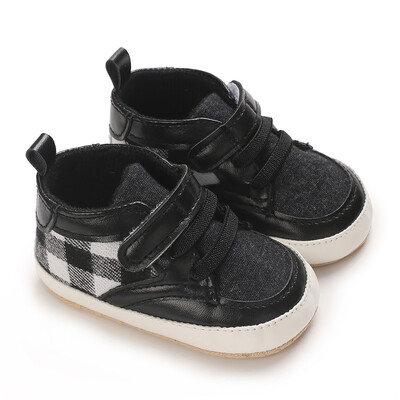 0-18 mesiacov Plátenné klasické športové topánky pre novorodencov chlapcov a dievčatá Kockované farebné blokovanie Prvé chodítka Topánky Protišmykové
