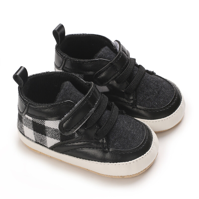 0-18 mesiacov Plátenné klasické športové topánky pre novorodencov chlapcov a dievčatá Kockované farebné blokovanie Prvé chodítka Topánky Protišmykové
