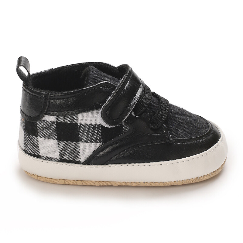 0-18 mesiacov Plátenné klasické športové topánky pre novorodencov chlapcov a dievčatá Kockované farebné blokovanie Prvé chodítka Topánky Protišmykové