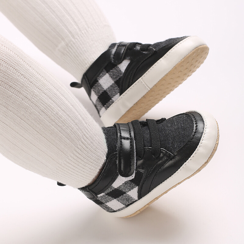 0-18 mesiacov Plátenné klasické športové topánky pre novorodencov chlapcov a dievčatá Kockované farebné blokovanie Prvé chodítka Topánky Protišmykové