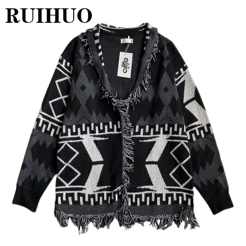 Dryžuotas vilnonis megztinis Vyriški drabužiai Korėjos madingi vyriški megztiniai paltai 2XL 2024 m. naujienos