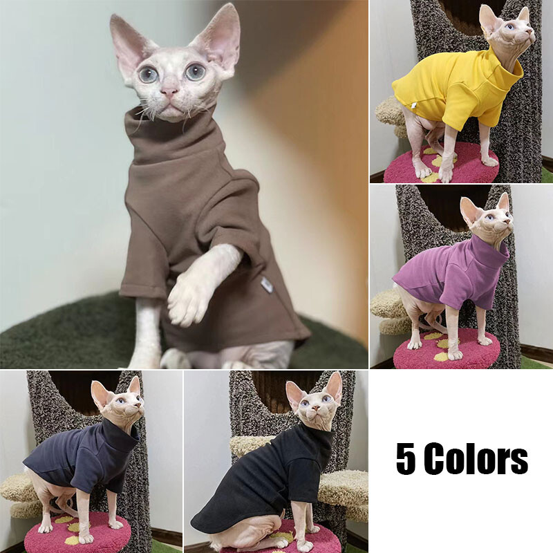 Zimné teplé oblečenie pre mačky Sphynx, pohodlné rolákové oblečenie pre šteniatka a mačiatka, sveter Sphynx pre malé psy a mačky, oblečenie pre čivavu a mopsa