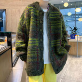 Rudens korejiešu modes svītrains jakas džemperis vīriešiem Vintage ikdienišķs pogas trikotāžas izstrādājumi High Street Baggy Y2K džemperi jaka