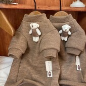 Palton din lână Cusut o păpușă urs pentru pisica Sphynx, iarnă, cu mâneci lungi, hanorac moale de cafea pentru tricou de desene animate Devon Rex pentru pisică