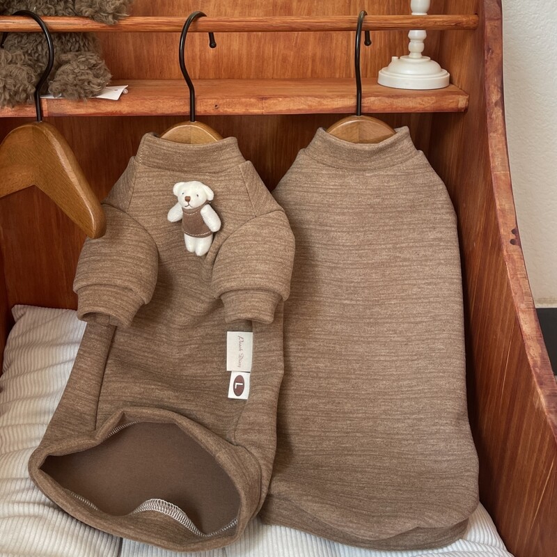 Palton din lână Cusut o păpușă urs pentru pisica Sphynx, iarnă, cu mâneci lungi, hanorac moale de cafea pentru tricou de desene animate Devon Rex pentru pisică