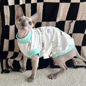 Καλοκαιρινό μπλουζάκι για αρσενικά ρούχα για γάτες Μαλακό πράσινο κοντομάνικο γιλέκο για γατάκια Χαριτωμένο παλτό κουνελιού για το Devon Rex την άνοιξη το φθινόπωρο