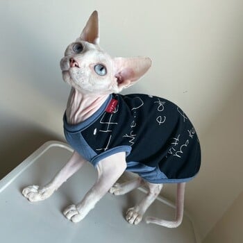 Sphynx Clothes for Cat Άτριχη γάτα Stretch Βαμβακερό μπουφάν καρό παλτό για Pet Devon Rex Soft Fashion T-shirt για ανοιξιάτικα