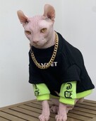 Hanorac de modă din bumbac pentru îmbrăcăminte pentru pisici Sphynx, haină groasă de iarnă cu mâneci lungi, pentru Devon Rex, haine moi pentru pisici