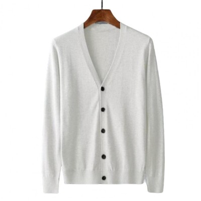 Vīriešu jaka ar garām piedurknēm V-veida kakla izgriezums, vienrindas vienkrāsains, silts trikotāža Pavasaris rudens vīriešu džemperis trikotāžas mētelis