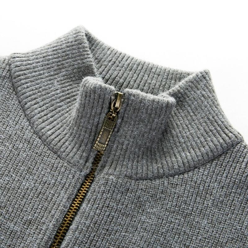 Rudens žiemos storas vyriškas megztinis megztinis striukė Vienspalvis stovimas apykakle Užtrauktukas Jaunų vyrų laisvalaikio paltas Top Dydis M-3L Gamintojas