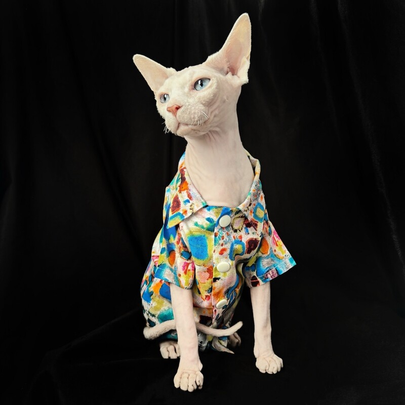 Irodalmi stílusú ing Sfinx macskának Nyári Puha pamutblúz Hosszú ujjú Kabát cicáknak Kutyáknak Túlméretes színes nappaliruha