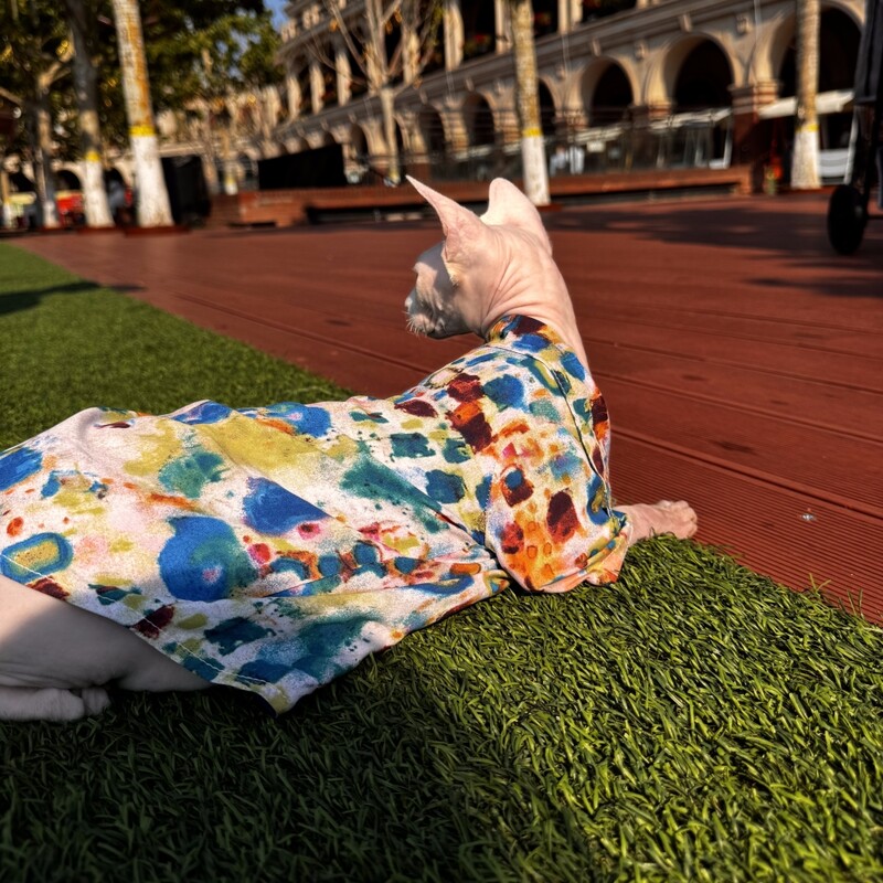 Irodalmi stílusú ing Sfinx macskának Nyári Puha pamutblúz Hosszú ujjú Kabát cicáknak Kutyáknak Túlméretes színes nappaliruha