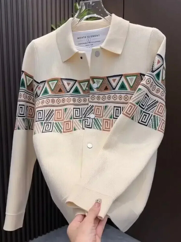 Vīriešu apģērbs Jaciņš, melns trikotāžas džemperis Vīriešu grafiska poga bez kapuces korejiešu modes pāri Fit Baggy Old Street Maletry kakla X