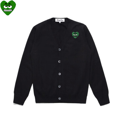 Break Egg Vīriešu jaka, kokvilnas karikatūra, jauka, sirds izšuvums ar V veida kakla izgriezumu, ar vienrindu garām piedurknēm, rudens džemperis