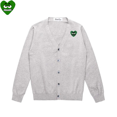 Break Egg Vīriešu jaka, kokvilnas karikatūra, jauka, sirds izšuvums ar V veida kakla izgriezumu, ar vienrindu garām piedurknēm, rudens džemperis