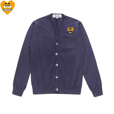 Break Egg Vīriešu jaka, kokvilnas karikatūra, jauka, sirds izšuvums ar V veida kakla izgriezumu, ar vienrindu garām piedurknēm, rudens džemperis