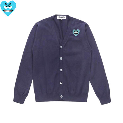 Break Egg Vīriešu jaka, kokvilnas karikatūra, jauka, sirds izšuvums ar V veida kakla izgriezumu, ar vienrindu garām piedurknēm, rudens džemperis