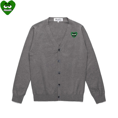 Break Egg Vīriešu jaka, kokvilnas karikatūra, jauka, sirds izšuvums ar V veida kakla izgriezumu, ar vienrindu garām piedurknēm, rudens džemperis