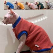 Téli jelmez macska bársony rövid ujjú pulóver Sfinx macska meleg kabát cicáknak kutyáknak Puha vastag kabát Devon Rex számára