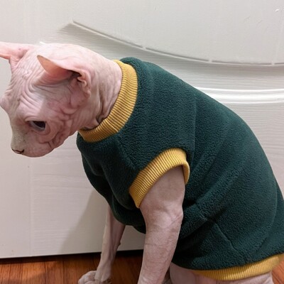 Téli jelmez macska bársony rövid ujjú pulóver Sfinx macska meleg kabát cicáknak kutyáknak Puha vastag kabát Devon Rex számára