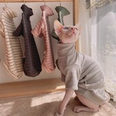 Pehme aluskarv kassidele Sfinksi kassirõivad kevadises soe fliistriibuline kombinesoon kassipoegadele koertele pikkade varrukatega särk Devon Rex