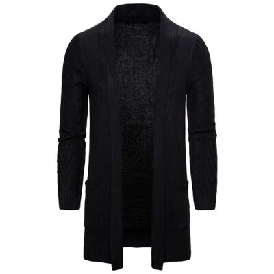 Pulover lung tricotat pentru bărbați Cardigan casual Pulover tricotat lung X pentru bărbați Pulover de culoare uni
