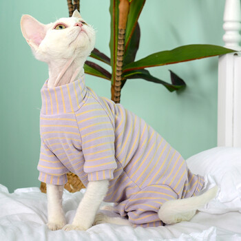 Πουλόβερ Sphynx Cats Sphinx Cats Ριγέ κουκούλα Ζεστή στολή DevonRex πουκάμισο με ζιβάγκο Υπόστρωμα για Outwear Χειμώνα Άνοιξη Φθινόπωρο