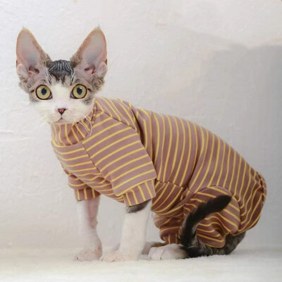 Pulover pisică Sphynx Pisici Sfinx Hanorace cu dungi Costum cald DevonRex Cămașă Manta cu guler pentru îmbrăcăminte de exterior Iarna Primăvara Toamnă