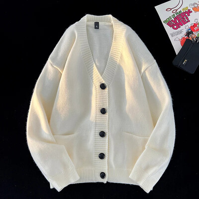 Toamnă Iarnă Noua tendință de modă coreeană Cardigan ocazional versatil Pulover cu decolteu în V Jachetă confortabilă, respirabilă, jacquard pentru bărbați