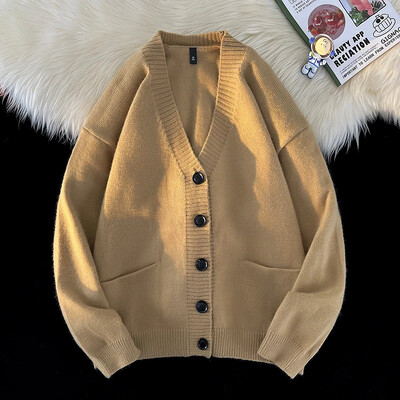 Toamnă Iarnă Noua tendință de modă coreeană Cardigan ocazional versatil Pulover cu decolteu în V Jachetă confortabilă, respirabilă, jacquard pentru bărbați