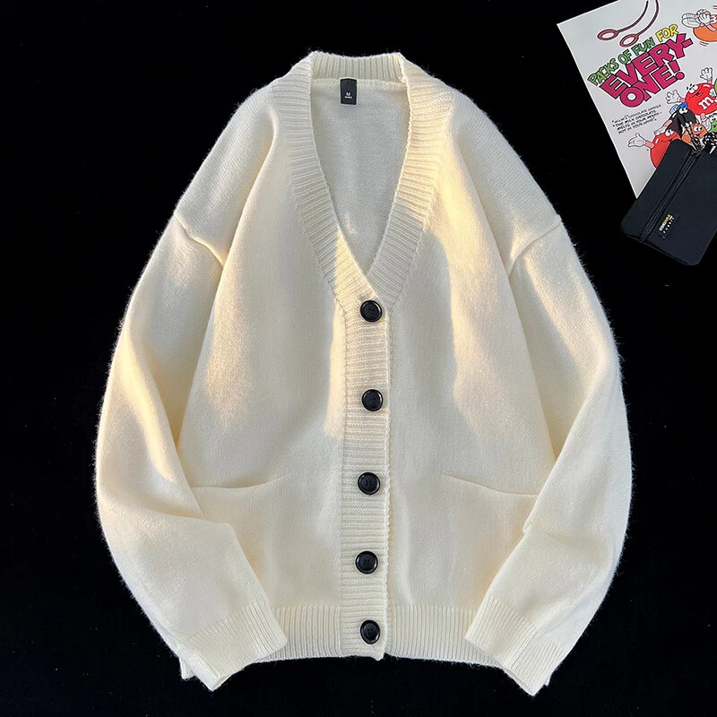 Toamnă Iarnă Noua tendință de modă coreeană Cardigan ocazional versatil Pulover cu decolteu în V Jachetă confortabilă, respirabilă, jacquard pentru bărbați