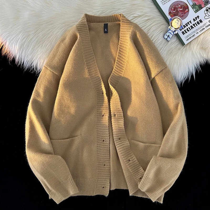 Toamnă Iarnă Noua tendință de modă coreeană Cardigan ocazional versatil Pulover cu decolteu în V Jachetă confortabilă, respirabilă, jacquard pentru bărbați