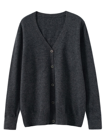 Jesen Zima Muški kardigan V-izrez Džemper od 100% merino vune Smart Casual Jednobojna udobna pletenina od kašmira Popularna korejska odjeća