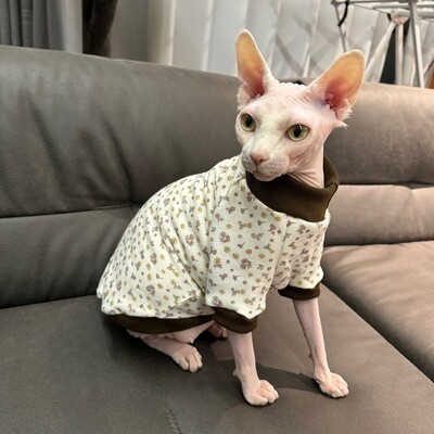 Topli džemper od flisa za odjeću za mačke Sphynx Zimski mekani kaput s cvjetnim motivima za ženske mačke Mačiće Debeli džemper za devon rex tkaninu