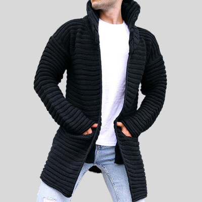 2024 toamna/iarna cardigan nou pentru bărbați, culoare uni, cu gât înalt, cu mâneci lungi, tricotat, jachetă transfrontalieră Amazon European și