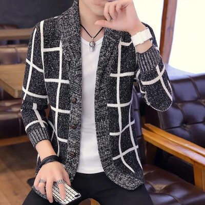 Muška odjeća Kardigan Pleteni džemperi za muškarce No Hoodie Patchwork Karirani Najprodavaniji proizvodi 2024 Stara vuna Korejska moda SXA