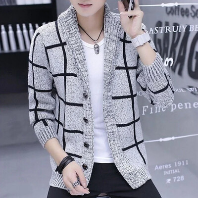 Muška odjeća Kardigan Pleteni džemperi za muškarce No Hoodie Patchwork Karirani Najprodavaniji proizvodi 2024 Stara vuna Korejska moda SXA