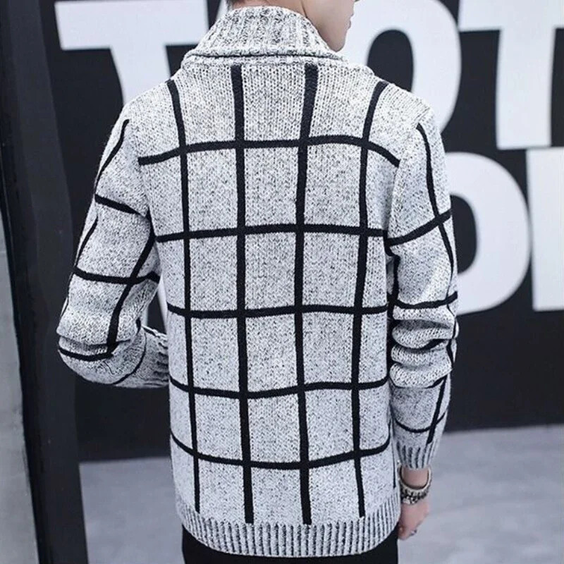 Muška odjeća Kardigan Pleteni džemperi za muškarce No Hoodie Patchwork Karirani Najprodavaniji proizvodi 2024 Stara vuna Korejska moda SXA