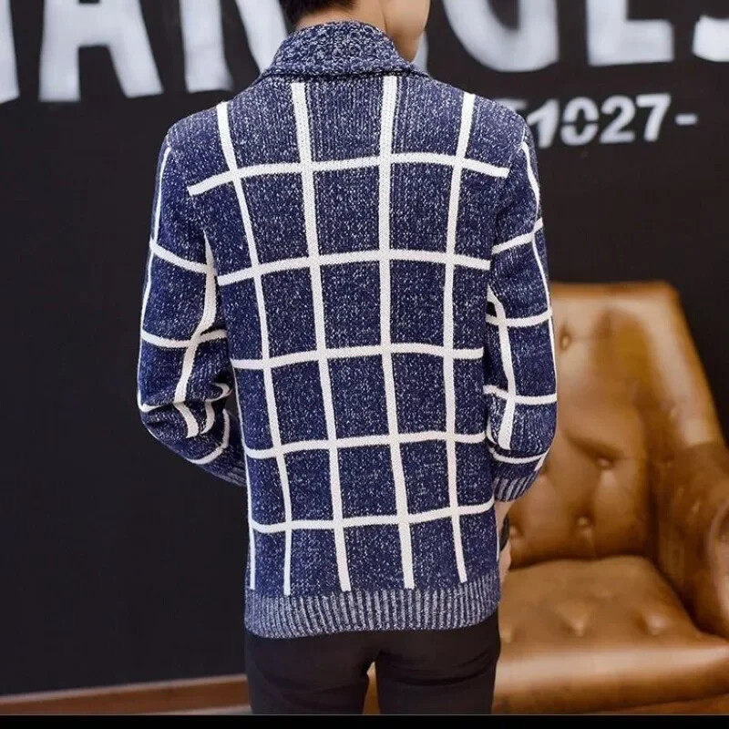 Muška odjeća Kardigan Pleteni džemperi za muškarce No Hoodie Patchwork Karirani Najprodavaniji proizvodi 2024 Stara vuna Korejska moda SXA