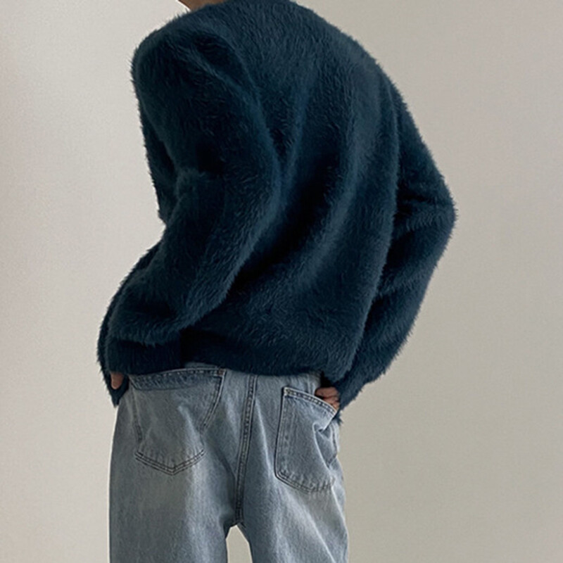 IEFB, novi modni muški pulover, džemperi od nerca, pleteni kaput s v-izrezom, jesenski široki korejski kaput 9C2391