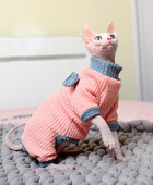 Sphynx Cat Pulover cu guler rotit Haine pentru pisicuta fara par Haina Devon Dex Confort din bumbac îngroșat Pulover pentru Sphynix Cat Wintersuit