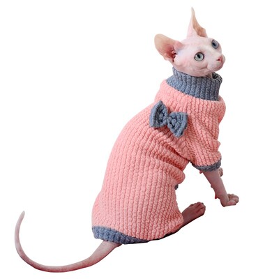 Sphynx Cat Pulover cu guler rotit Haine pentru pisicuta fara par Haina Devon Dex Confort din bumbac îngroșat Pulover pentru Sphynix Cat Wintersuit