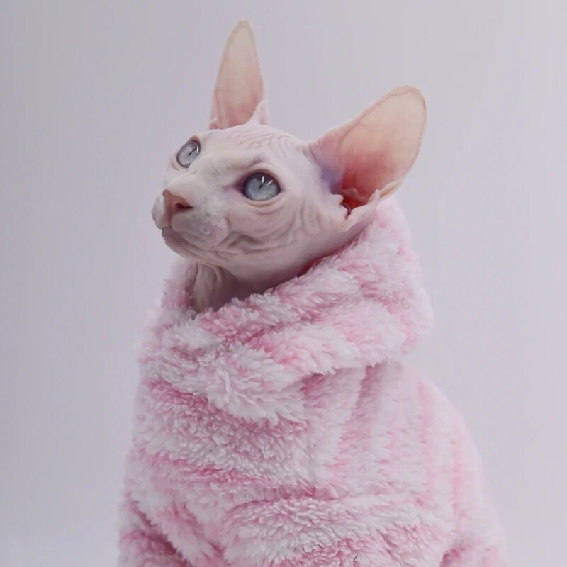 DUOMASUMI Meka dvostrana pahuljasta zimska jakna Topli kaput za mačke Zadebljanje Sphinx Sphynx Cat Clothes Odjeća za mačke bez dlake