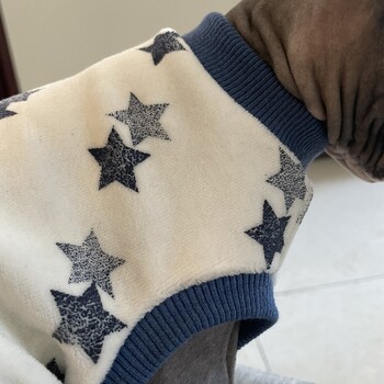 Πουλόβερ Fleece για Sphynx Cat Winter hot Stars Coat For Kittens Μαλακό χοντρό κοντά μανίκια Φούτερ για Cat Devon Rex Clothing