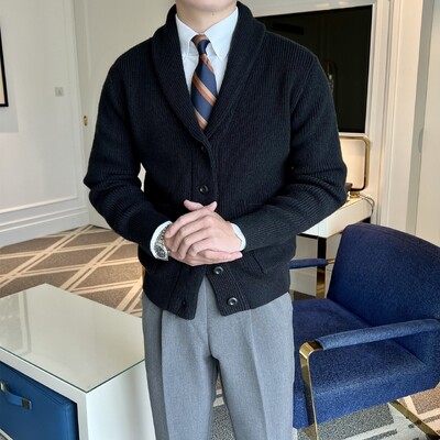 Armijas zaļš jakas džemperis Vīriešu džemperis Īpaši rupjas vilnas džemperis biezs silts ikdienas mētelis vīriešu modes apģērbs poga uz augšu