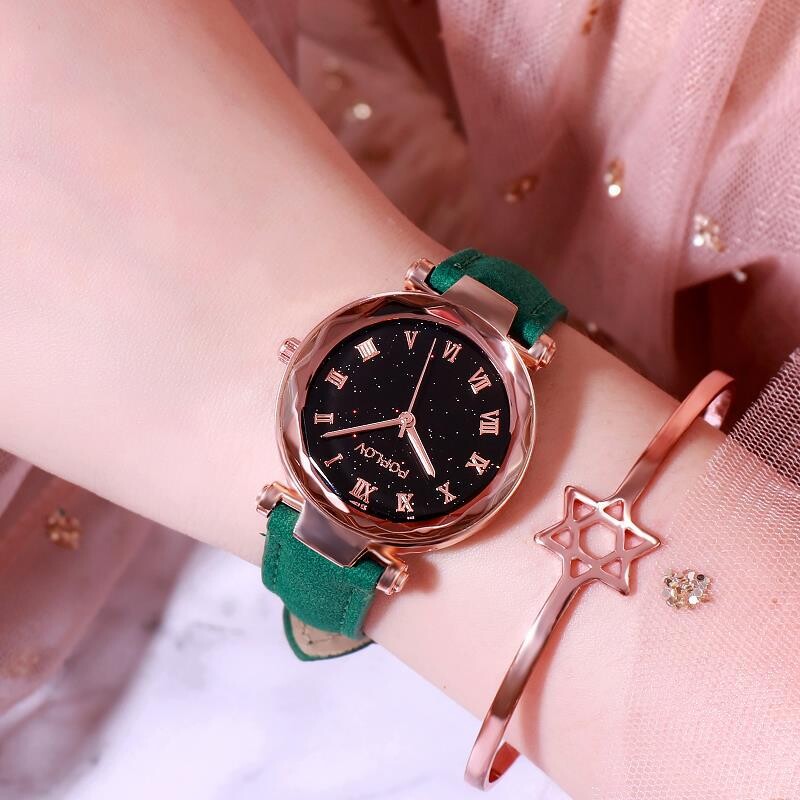 Výrobca Veľkoobchod Módne Hviezdne Sky Roman Diamond Surface Frosted Belt Dámske hodinky Študentské Pánske a Dámske hodinky Darčekové Quartz hodinky