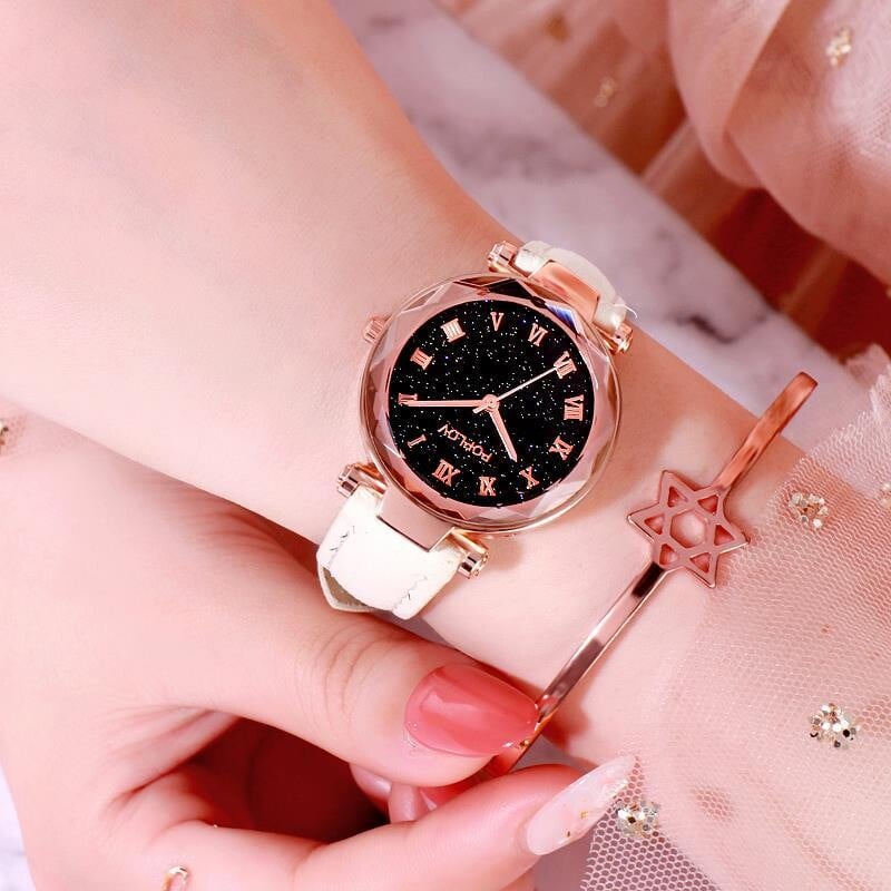 Výrobca Veľkoobchod Módne Hviezdne Sky Roman Diamond Surface Frosted Belt Dámske hodinky Študentské Pánske a Dámske hodinky Darčekové Quartz hodinky